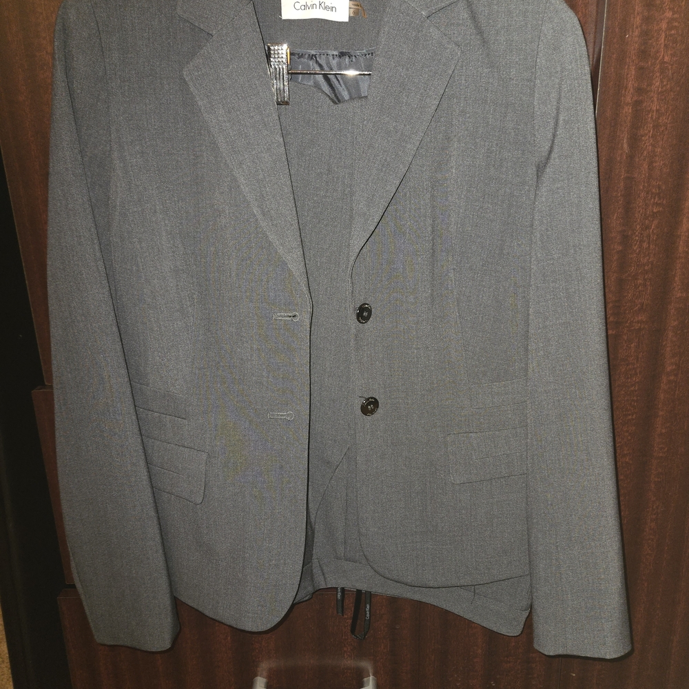 Calvin Klein Charcoal Blazer And Pants Pantsuit For Women